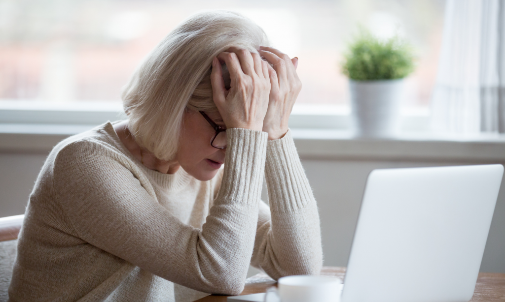 Woman frustrated at computer 